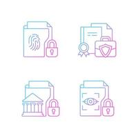 Personal sensitive data gradient linear vector icons set