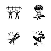 Air extreme sport glyph icons set vector