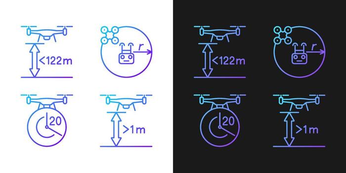 Drone manage gradient manual label icons set for dark and light mode vector