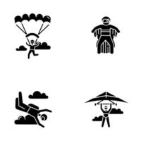 Air extreme sport glyph icons set vector