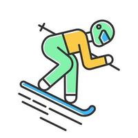 Skiing color icon vector