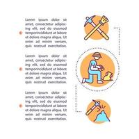 Archeology excavation concept icon with text. Historical research. Field survey, tools, methods. Article page vector template. Brochure, magazine, booklet design element with linear illustrations