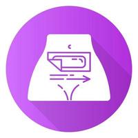 Belly waxing purple flat design long shadow glyph icon vector