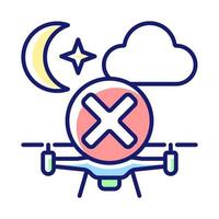 Dont fly drone at night RGB color manual label icon vector