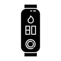 Fitness tracker with humidity control glyph icon. Smartwatch with hygrometer, monitoring environment option. Humid air analysing device. Silhouette symbol. Negative space. Vector isolated illustration