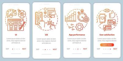 Software development onboarding mobile app page screen vector template