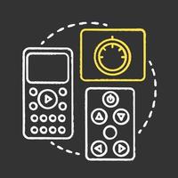 Universal remote chalk concept icon. Smart house idea. Innovative technology for apartment. Multimedia system. Home automation. Remote control. Vector isolated chalkboard illustration