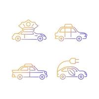 Conjunto de iconos de vector lineal degradado de reserva de taxi