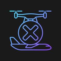 Dont fly near aircrafts gradient vector manual label icon for dark theme
