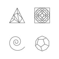 Geometric figures linear icons set vector