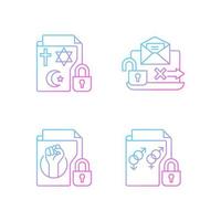 Data confidentiality gradient linear vector icons set