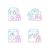 Data confidentiality gradient linear vector icons set