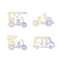 Vehicle for hire gradient linear vector icons set