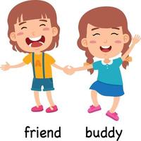 synonyms friend and buddy vector illustration