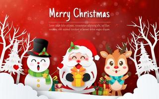 Santa Claus and friend on Christmas postcard vector