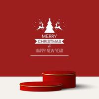 Christmas geometric 3d podium for product advertising, Merry Christmas vector