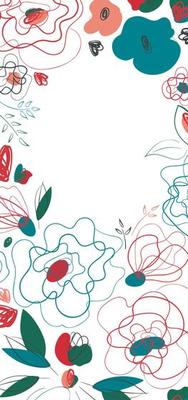 Seasonal invitation with wild poppy flowers for seasonal design. Banner and flyer design. Line-art summer meadow pattern. Countryside millefleur trend. White background.