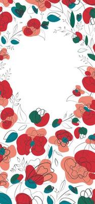 Seasonal invitation with poppy flowers for print design. Banner and flyer design. Summer garden pattern. Countryside millefleur trend. White background.