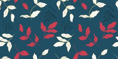 Peony white golden and red leaves floral seamless pattern. Botanical linear decor for textile and wallpaper vector