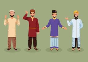 four muslim persons vector