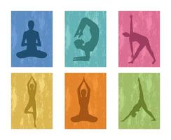 seis posiciones de yoga vector