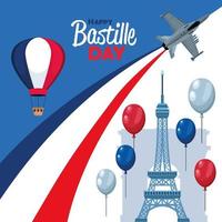 bastille day card vector