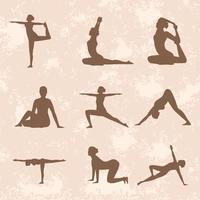 yoga nine poses vector