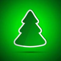 Merry Christmas card with green tree. Simple vector illustration