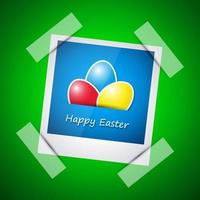 Happy easter card. Happy easter picture in photo frame vector