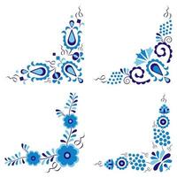 Set of four traditional folk ornaments and patterns isolated on white background vector