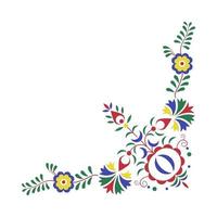 Traditional folk ornament. The Moravian ornament from region Slovacko. Floral embroidery symbol isolated on white background. Vector illustration