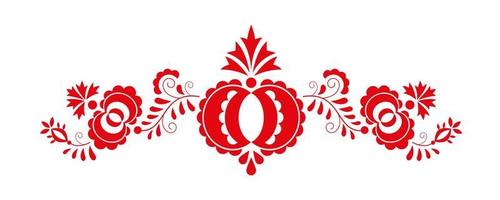 Traditional folk ornament. The Moravian ornament from region Slovacko. Floral embroidery symbol isolated on white background. Vector illustration