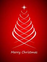 Simple christmas tree on red background. Simple vector illustration