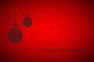 Simple red Merry Christmas background with balls and snowflakes vector