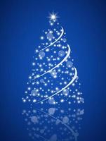 Christmas tree from stars on blue background. Simple vector illustration