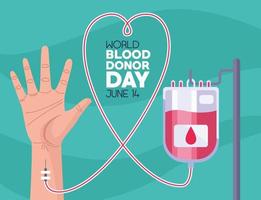 manos del día del donante de sangre vector