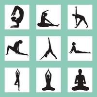 nueve posiciones de yoga vector