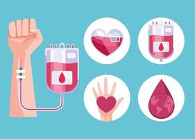 five blood donor icons vector