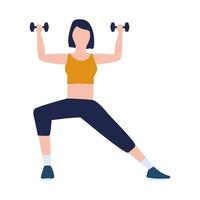 woman fitness with dumbbells vector
