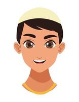 muslim boy head with kufi vector