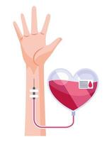 hand with heart donation vector