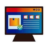 online delivery service technology with desktop and box vector