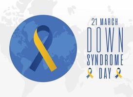 down syndrome day ribbon on world vector design