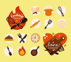 kitchen set tools vector