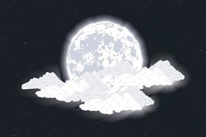 fullmoon phase and clouds vector