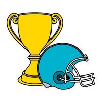 american football sport helmet with trophy cup vector