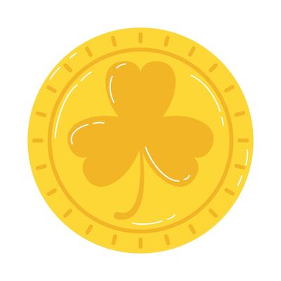 golden coins with clover saint patrick icon