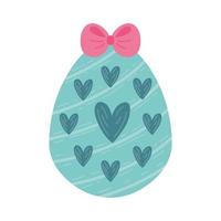 egg painted with bow and hearts happy easter celebration vector