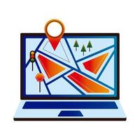 online delivery service technology with laptop and location pin vector