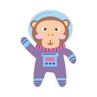 cute monkey astronaut vector